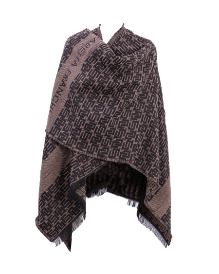 Shop ELISABETTA FRANCHI  Mantella: Elisabetta Franchi mantella in lana jacquard con logo.
Mantella in misto lana lavorazione jacquard con logo bicolore all-over e modulo lettering al fondo.
Composizione: 49% Acrilico 30% Lana 21% Viscosa.
Fabbricato in Italia.. MT15F36E2-AT7CACAO/NERO